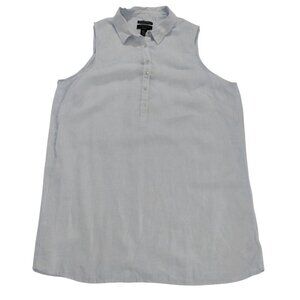 Tahari Women's Sky Blue Stripe, Linen Blouse, Size 3X, European grown linen.